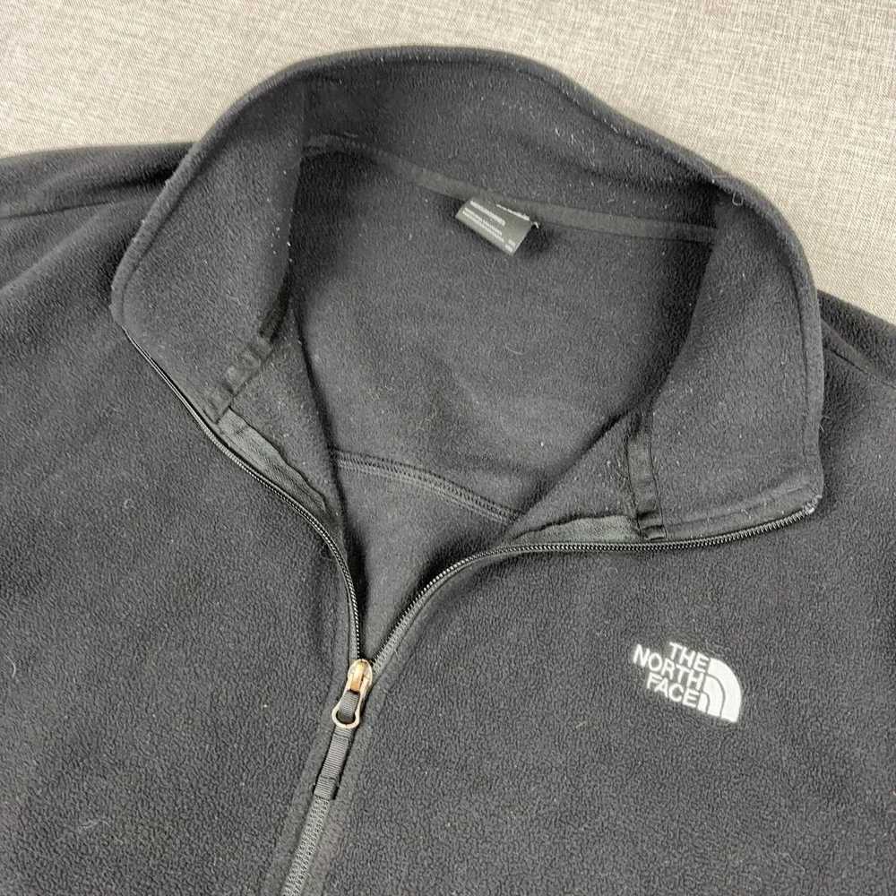 The North Face Fleece Jacket Mens 2XL Black Full Zip Pockets Stand Collar